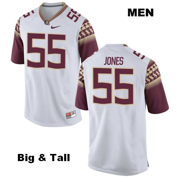 Men's NCAA Nike Florida State Seminoles #55 Fredrick Jones College Big & Tall White Stitched Authentic Football Jersey GWQ5069DR